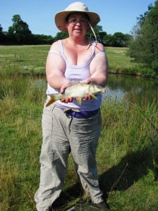 Liz with the first fish of the day – Common Carp ca 1.25lb